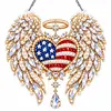 DIY Diamond Painting Acrylic Hanging Ornament, Pearl & Special Shaped Drill Art, Double-Sided Printed Patriotic Home Decor(Angel Wings Memorial)