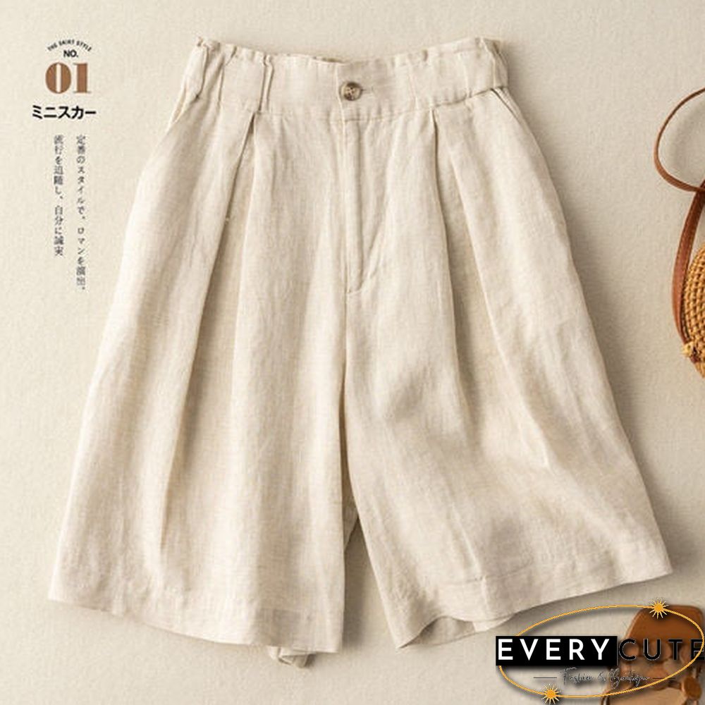 Women's Shorts with High Waisted Cotton Linen Harajuku Shorts Casual Loose Buttons Bermuda Shorts for Women Summer Plus Size 5XL