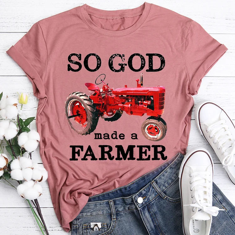 Crazy Sale - So God Made A Farmer Funny Round Neck T-shirt