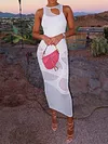 False Two Bodycon Sleeveless Midi Dress