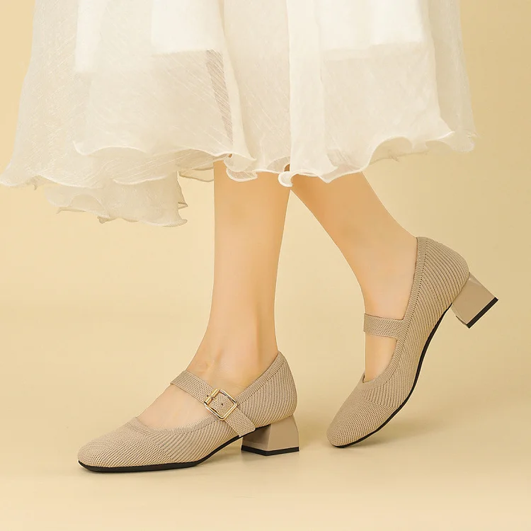 Middle Heeled Flying Woven Shoes Thick Heeled Shoes 1688 Stunahome.com
