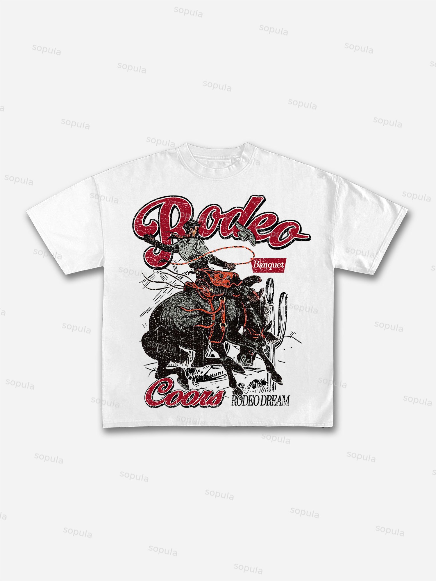 Coors Banquet Rodeo Print Cotton T-shirt