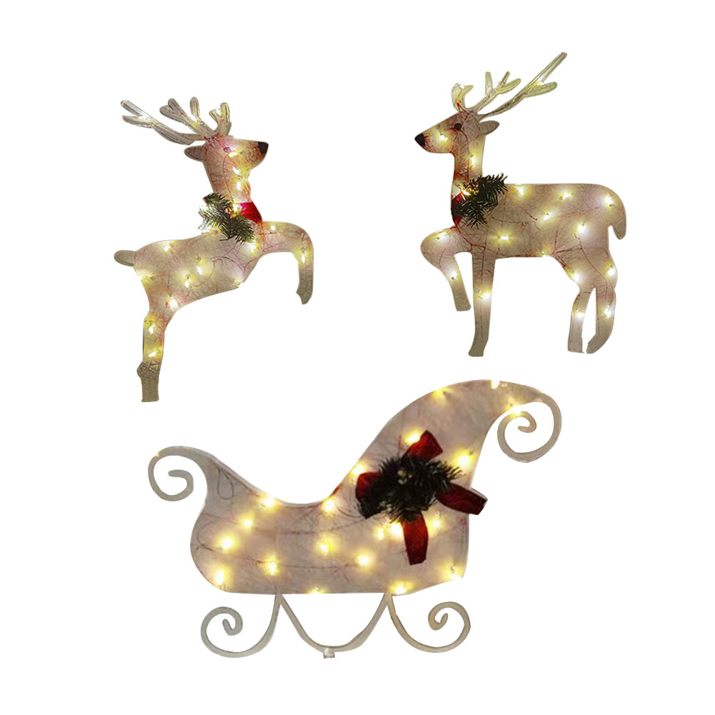 

3x Christmas Light Up Elk Ornaments Craft Garden Stakes Lawn Indoor Decor, Abc, 501 Original