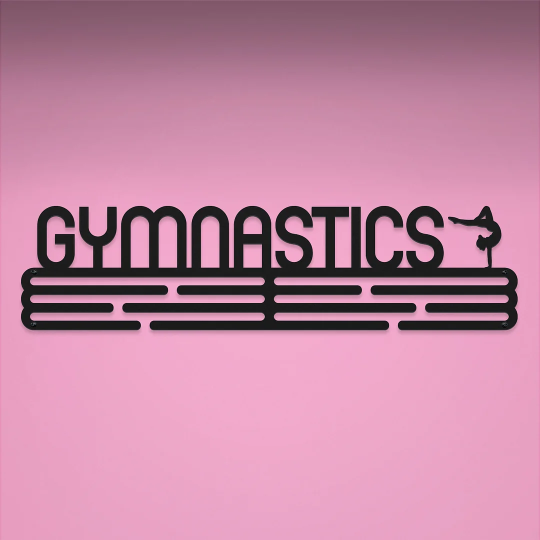 GYMNASTICS Medal Hanger Display – Powder coated (matte black) – Large / 430mm / 48 Medals