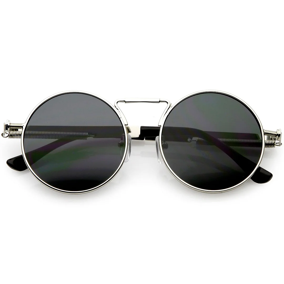 Modern Steampunk Circle glasses Unique Nose Piece Flat Lens 49mm