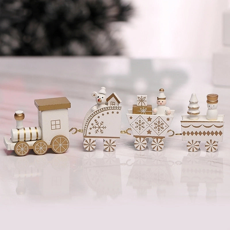 Christmas Fashion Christmas Tree Train Gift Box Wood Indoor Ornaments