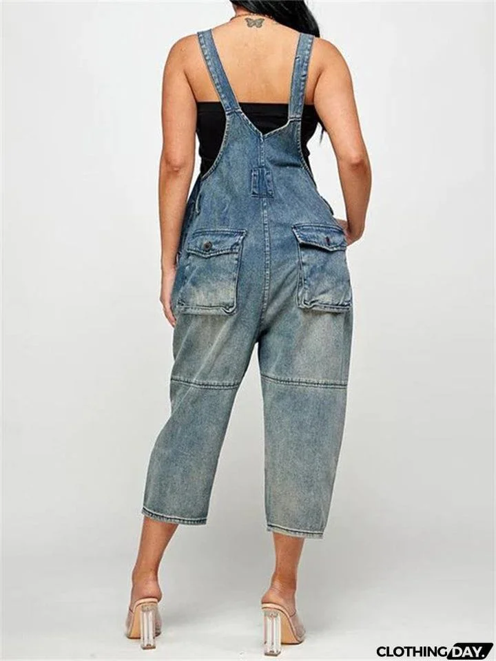 Fashion Relaxed Hard-wearing Ladies Denim Jumpsuits