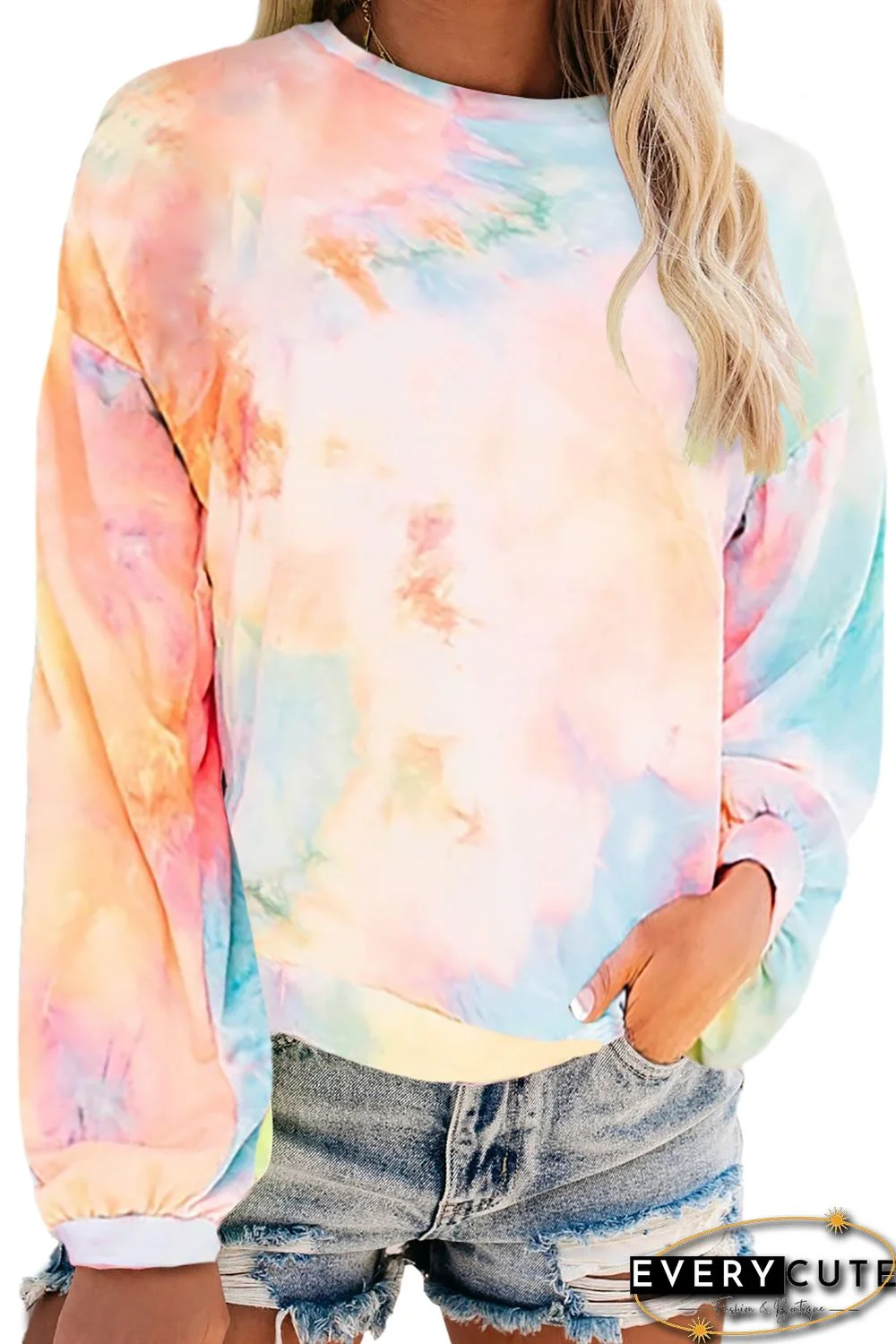 Orange Tie-dye Knit Sweatshirt