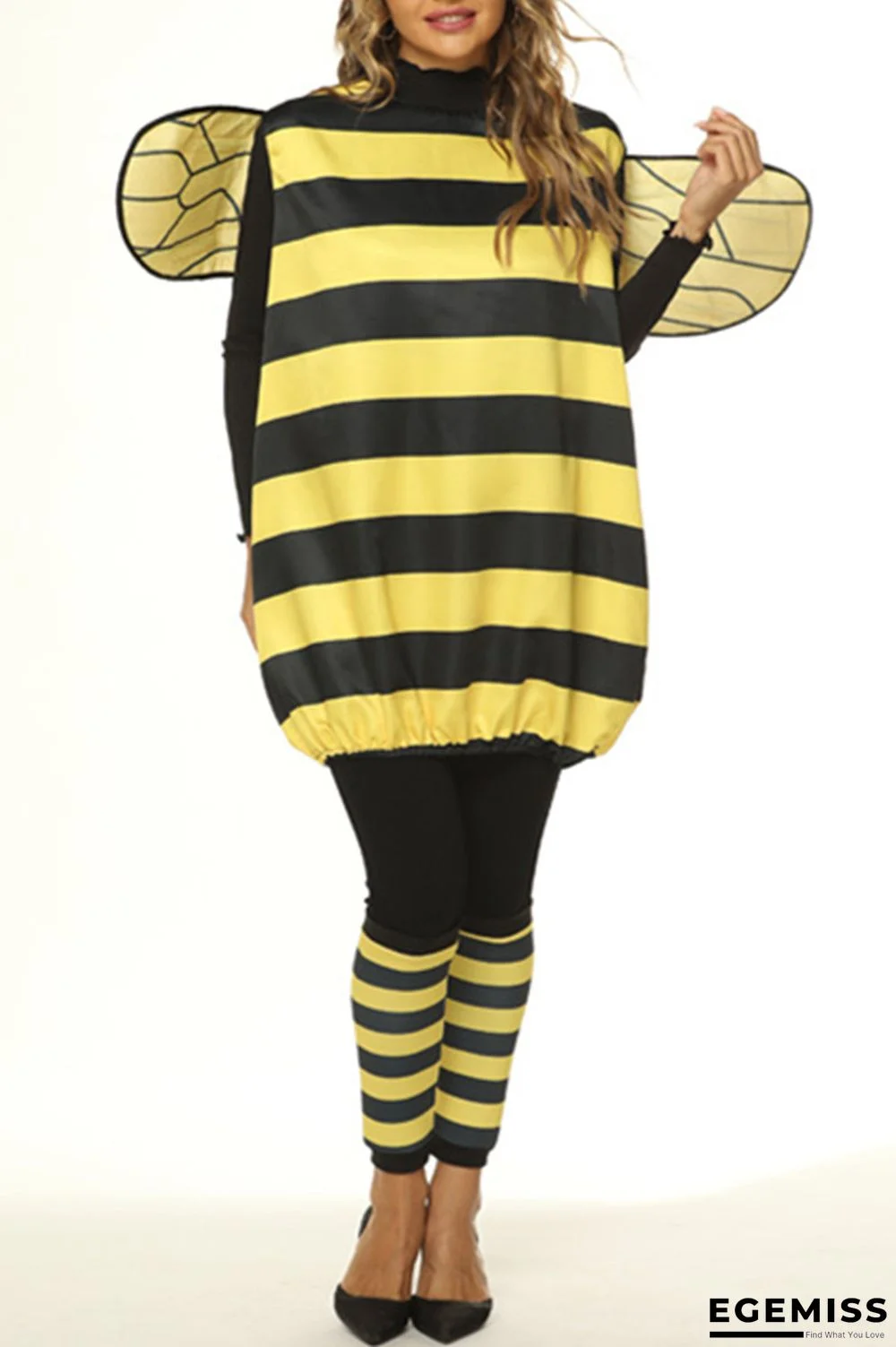 Yellow Halloween Fashion Casual Cosplay Striped Print Costumes | EGEMISS
