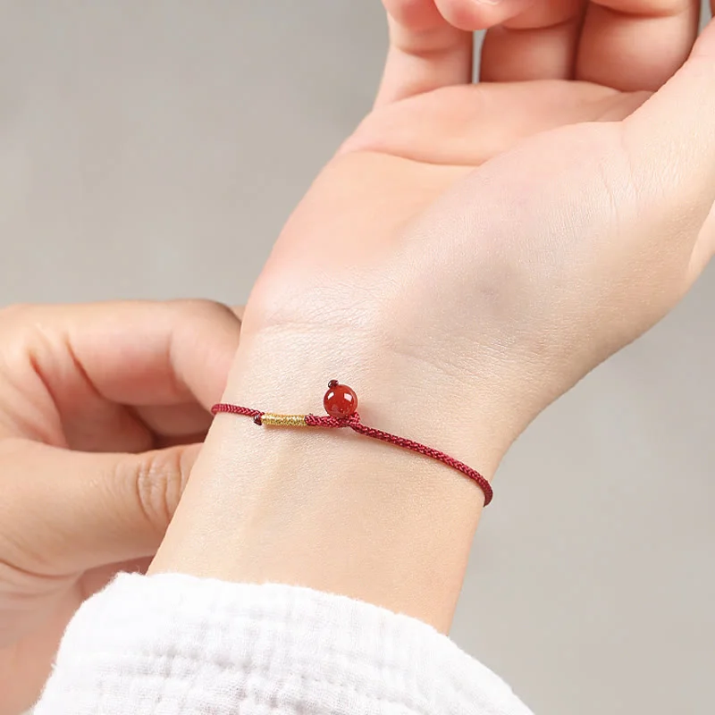 Cinnabar Red Agate Blessing Red String Bracelet