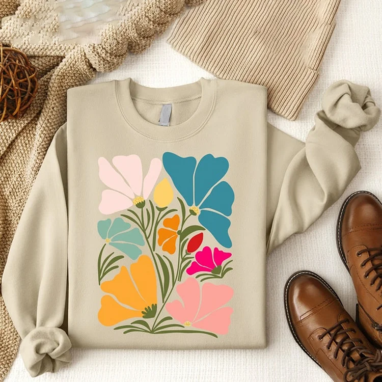 Simpfit Sweatshirt mit Blumenmuster für Damen im Bohemian-Stil