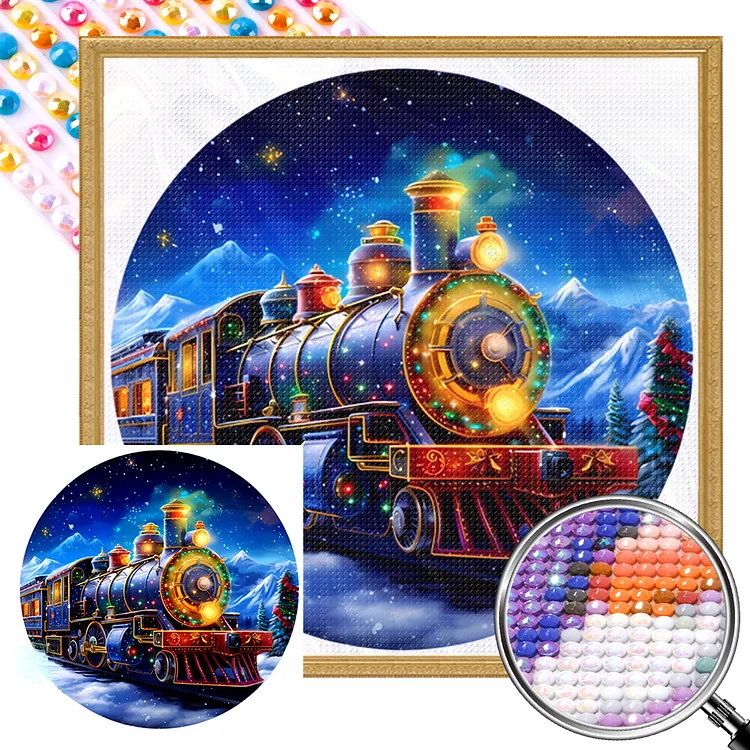 Christmas Train 30*30CM (Canvas) AB Round Drill Diamond Painting gbfke