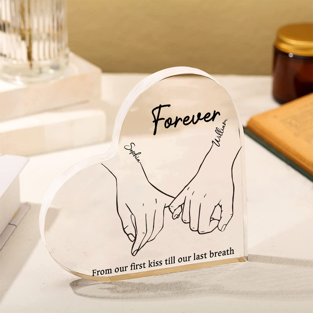 Personalised Acrylic Heart Keepsake Custom 2 Names & 2 Texts Ornament Pinky Swear Acrylic Plaque Couple Gift-Jessemade AU
