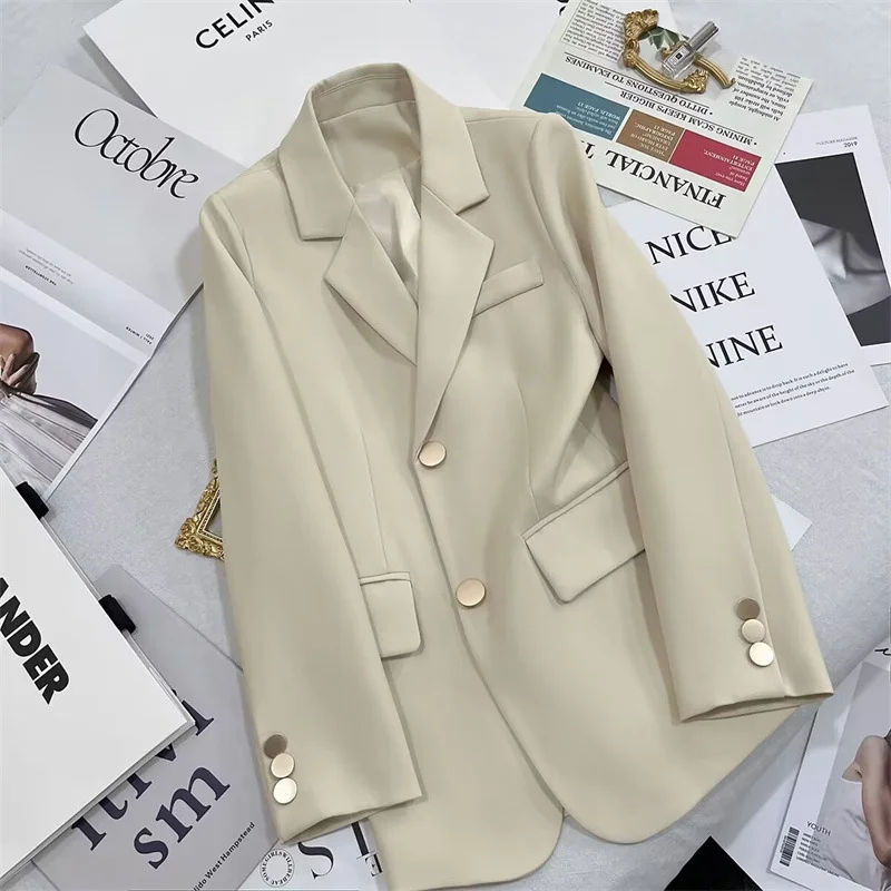 Toloer Toloer Jacket Female Korean Joker 2024 Spring And Autumn New Korean Version White Temperament Casual Metal Buckle Small Suit Female-Outfit Ideas