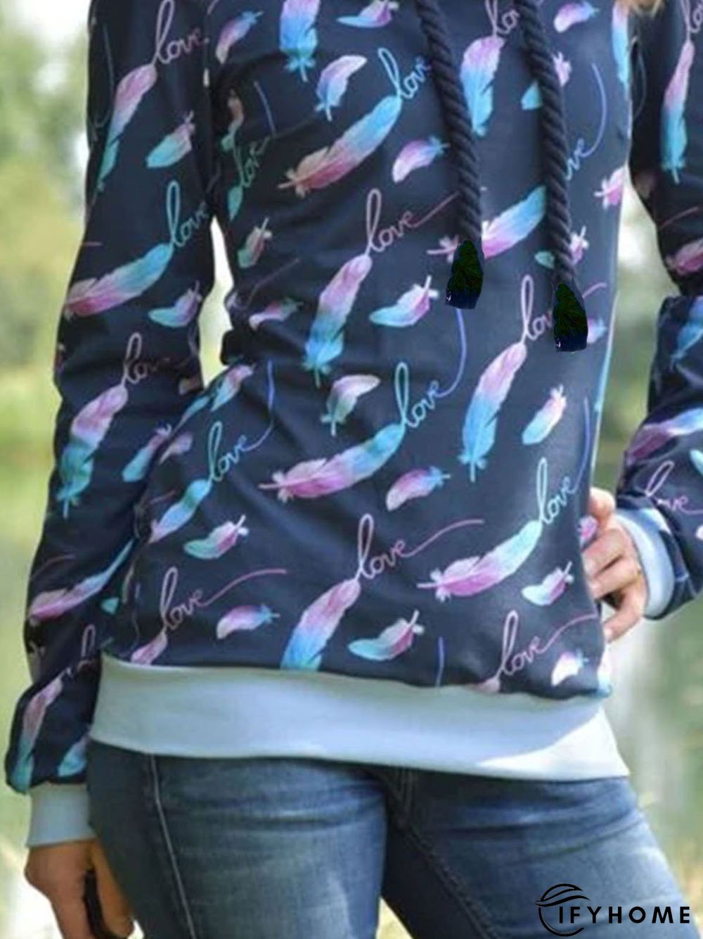 Printed Hoodie Long Sleeve Casual Sweatshirt | IFYHOME