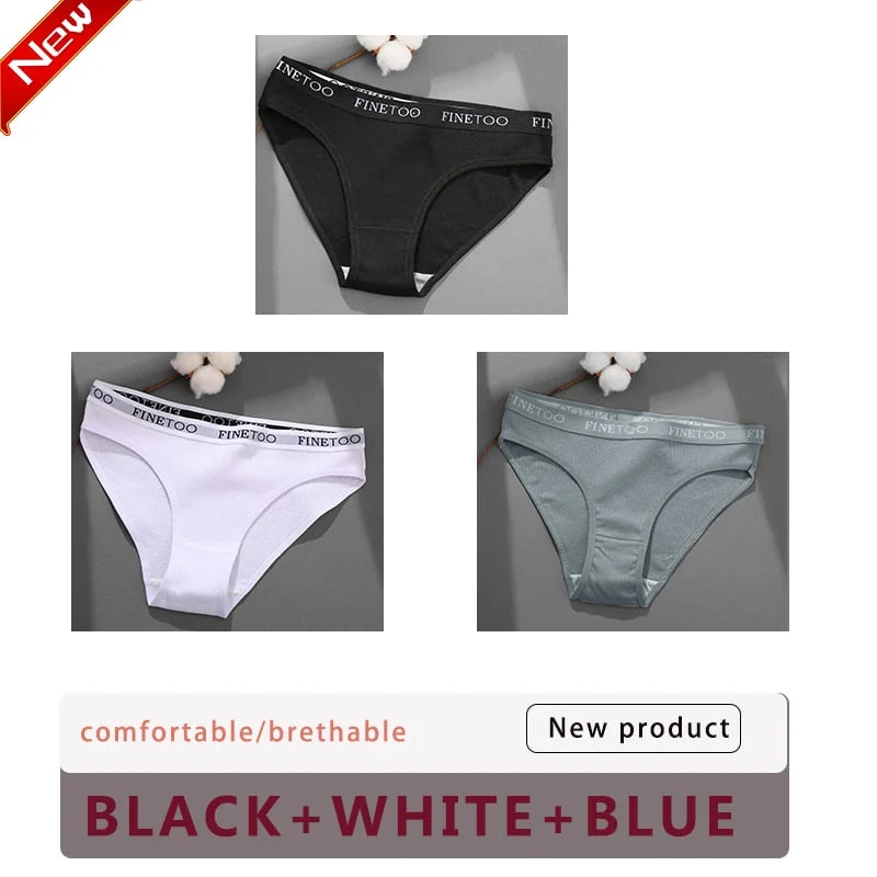 3PCS/Set Cotton Underwear For Woman Sexy Letter Panties Underpants Female M-XL Briefs Intimates Lingerie 6 Solid Color Pantys