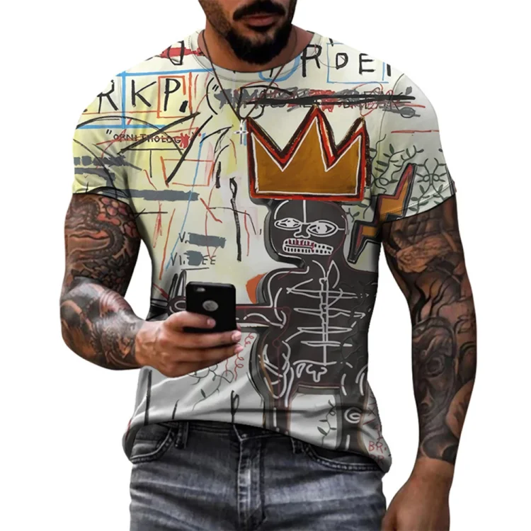 Street Comic Style Graffiti Summer Short Sleeve Men's T-Shirts at Hiphopee