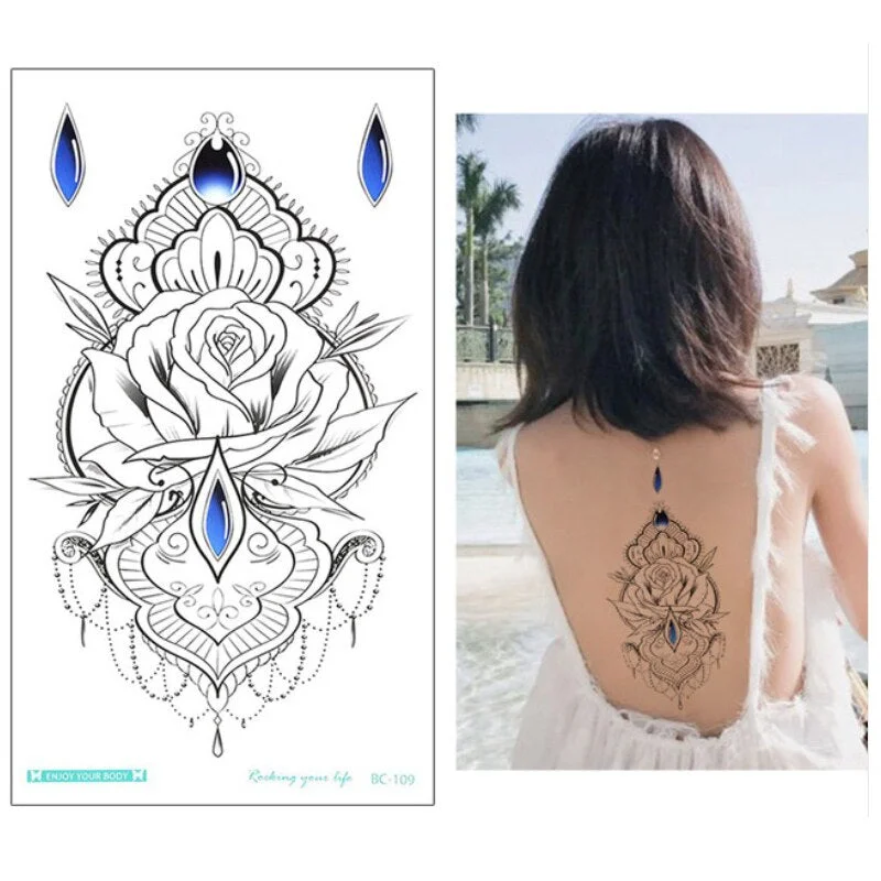 sternum temporary tattoo sticker under boob tattoo henna lace mandala tatoo fake large sexy breast tattoo decal arabic design