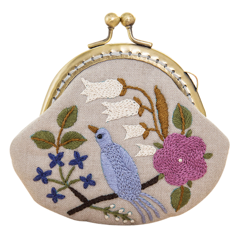 

Bird Flower - Cross Stitch Embroidery - Gold Chain Wallet, 501 Original