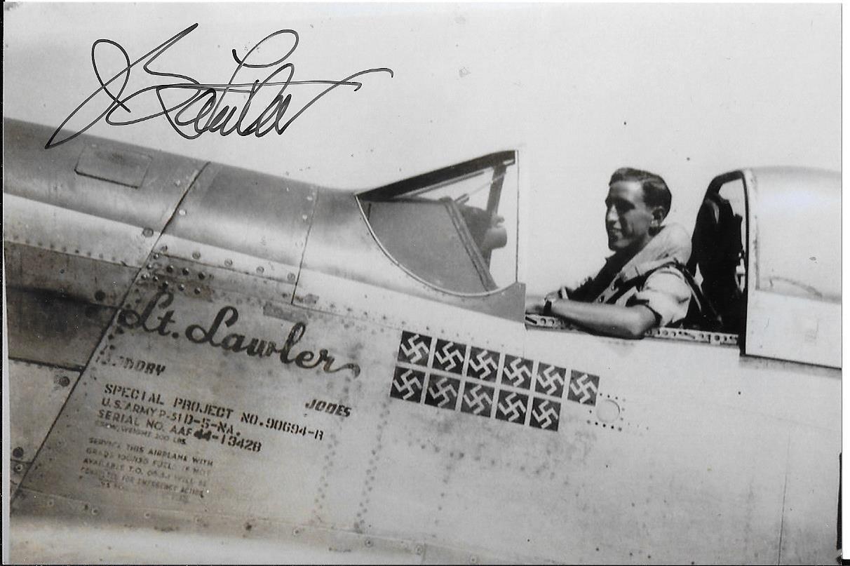 JOHN BARRY LAWLER 52ND FIGHTER GROUP DOUBLE ACE FIGHTER PILOT RARE SIGNED Photo Poster painting