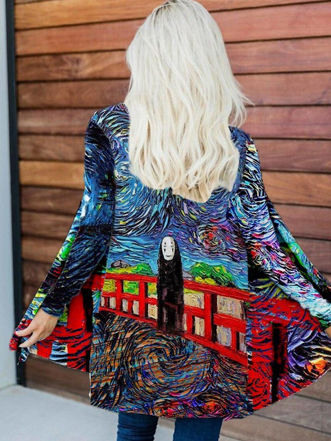 Halloween Faceless Abstract Print Cardigan