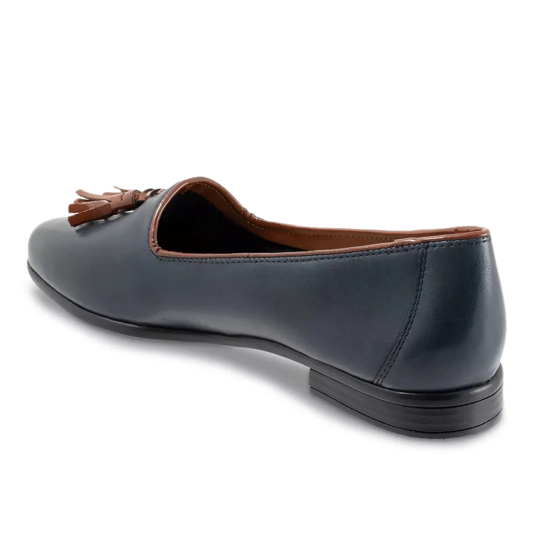 YDN Comfortable Navy Casual Shoes Almond Toe Flats with Tassels