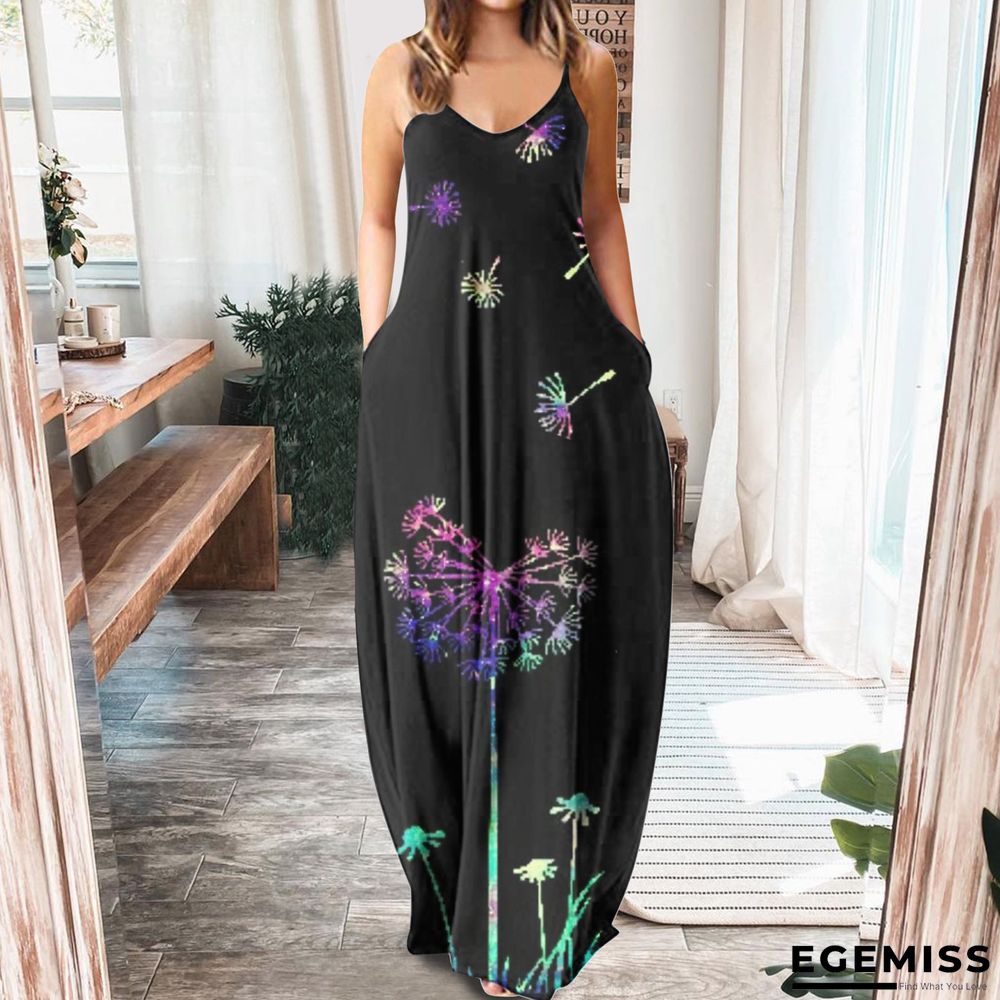 Butterfly Neck Sleeveless Strap Long Dress Black Dresses | EGEMISS