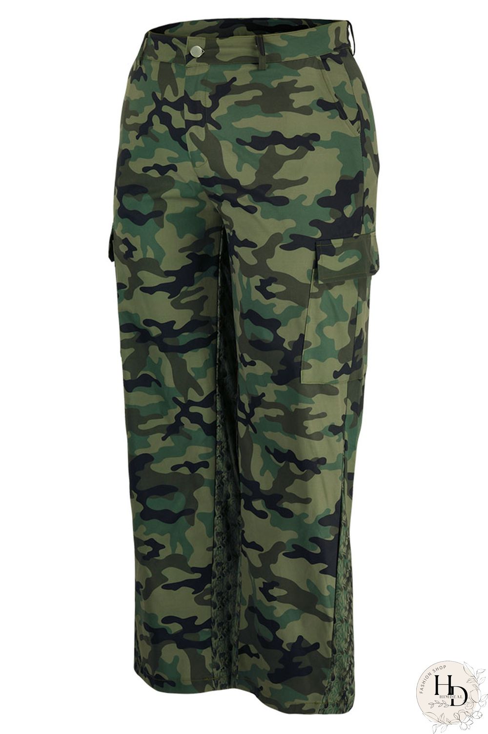 Camouflage Casual Print Camouflage Print Patchwork Plus Size