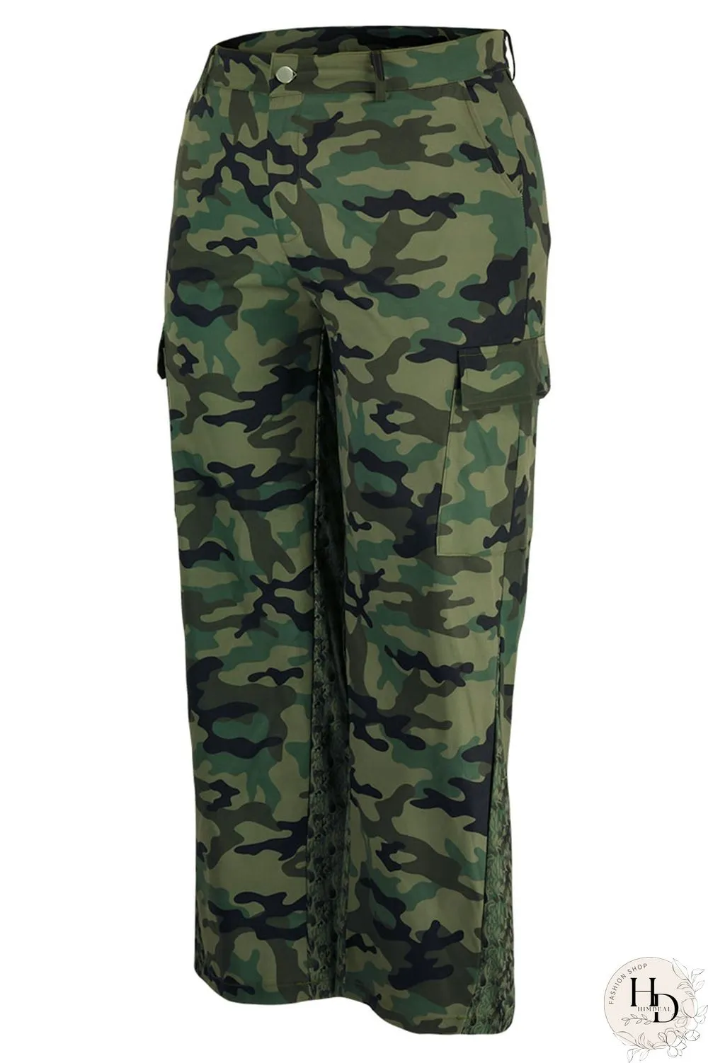 Camouflage Casual Print Camouflage Print Patchwork Plus Size