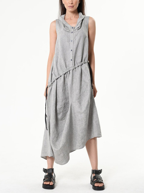 Asymmetrical Hem Sleeveless Adjustable Ties Maxi Dress