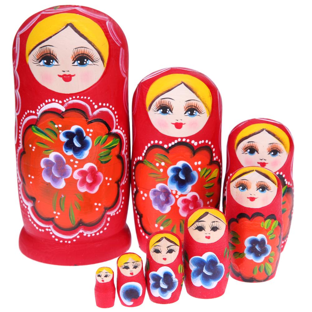 

8pcs Red Girl Matryoshka Nesting Dolls, 501 Original