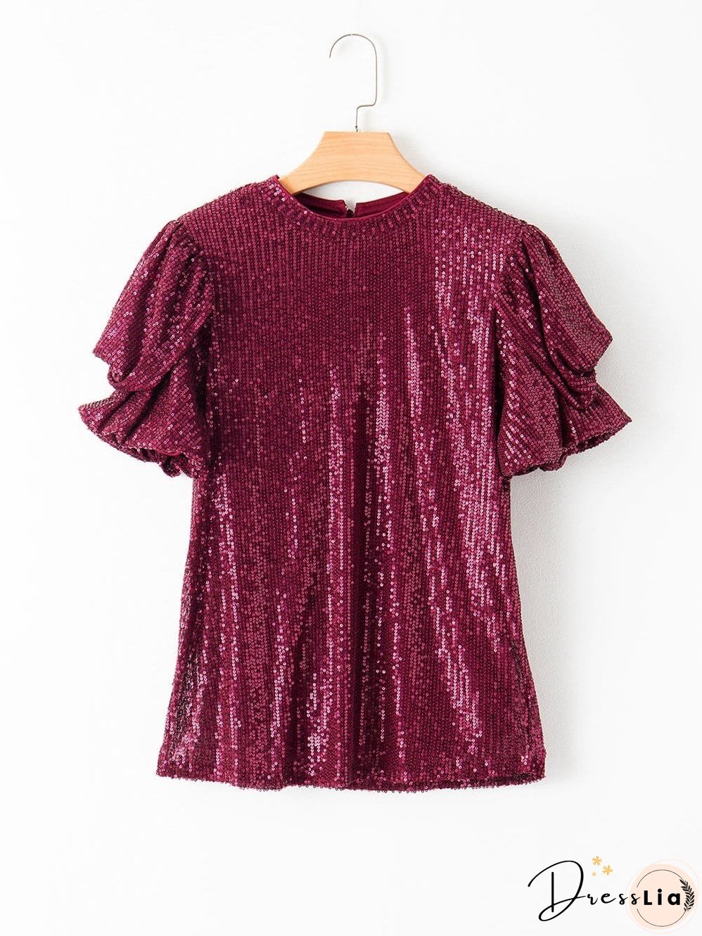 Chic Burgundy Sequin Blouse