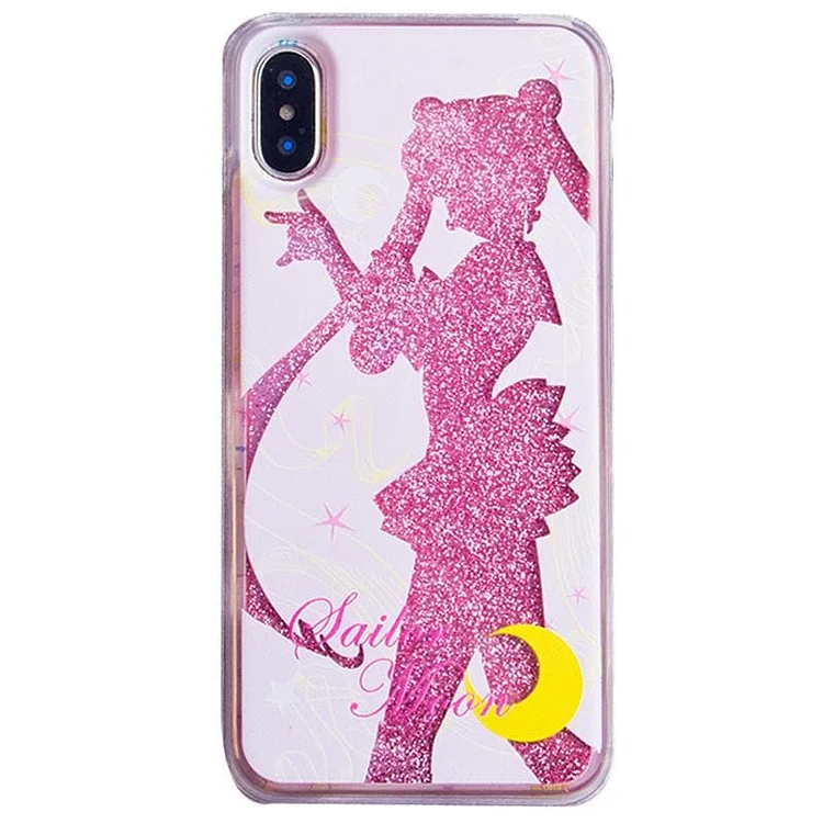 Sailor Moon Chibi Moon Sailor Saturn Quicksand Liquid Glitter Phone Case SP1812510