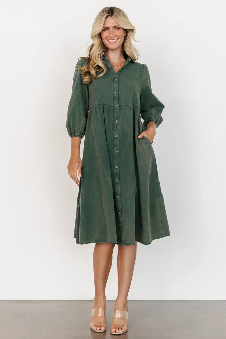 Cute Babydoll Style Dress - Green