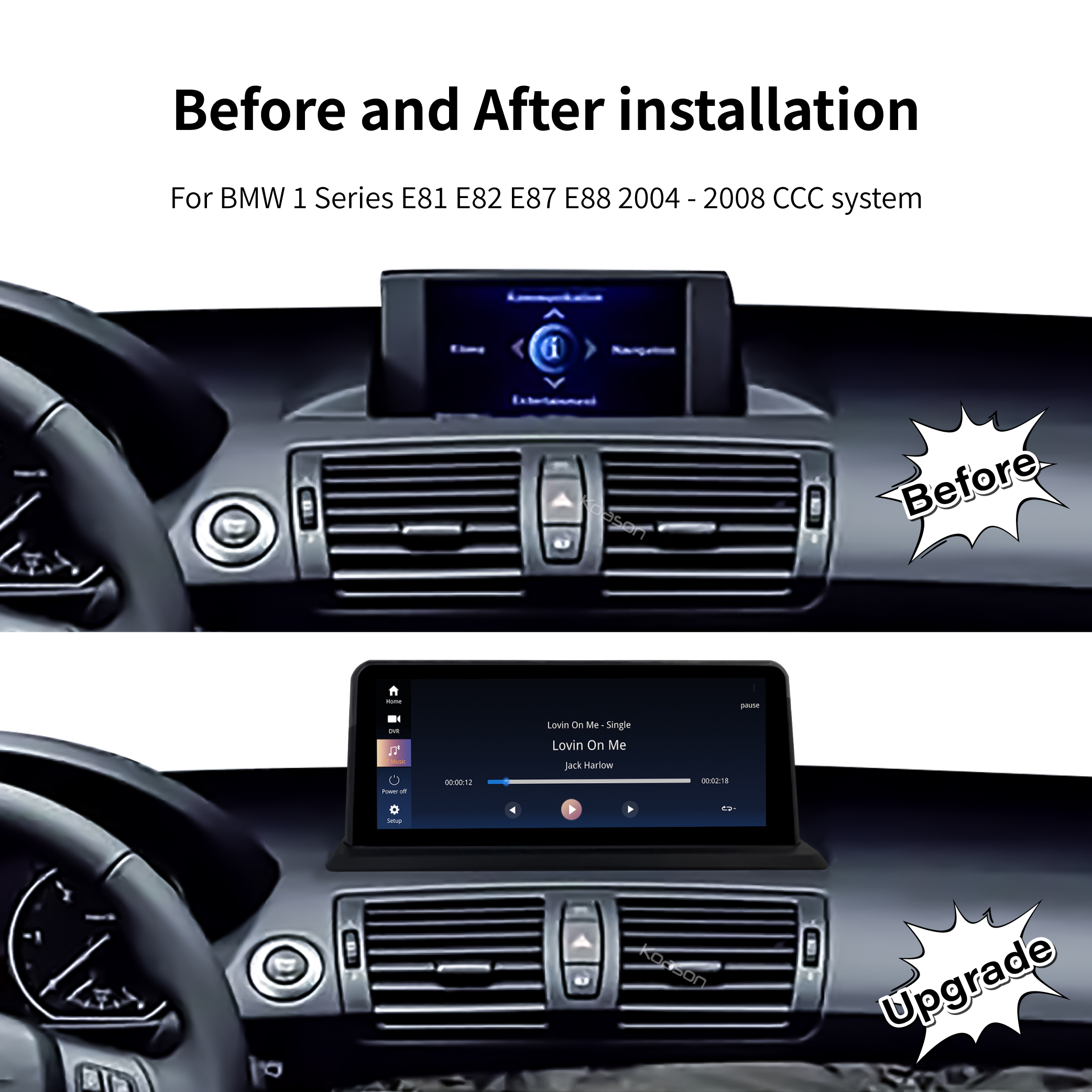 KOASON Linux Apple CarPlay Android Auto TouchScreen OEM Retrofit Upgrade Monitor for BMW 1 Series E81 E82 E87 E88