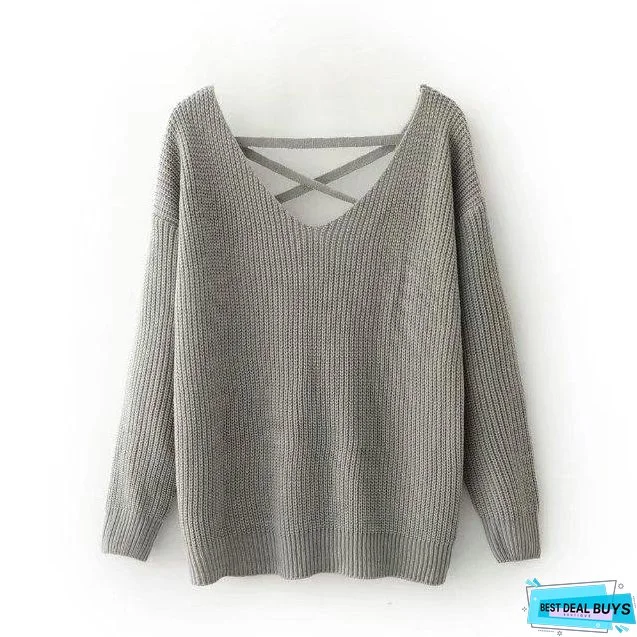 Knit Long Sleeve Backcross Sweater