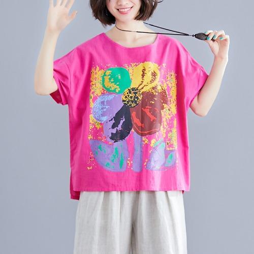 Woman Cotton Linen Tee Shirt Women Round Neck Short Sleeve Tops