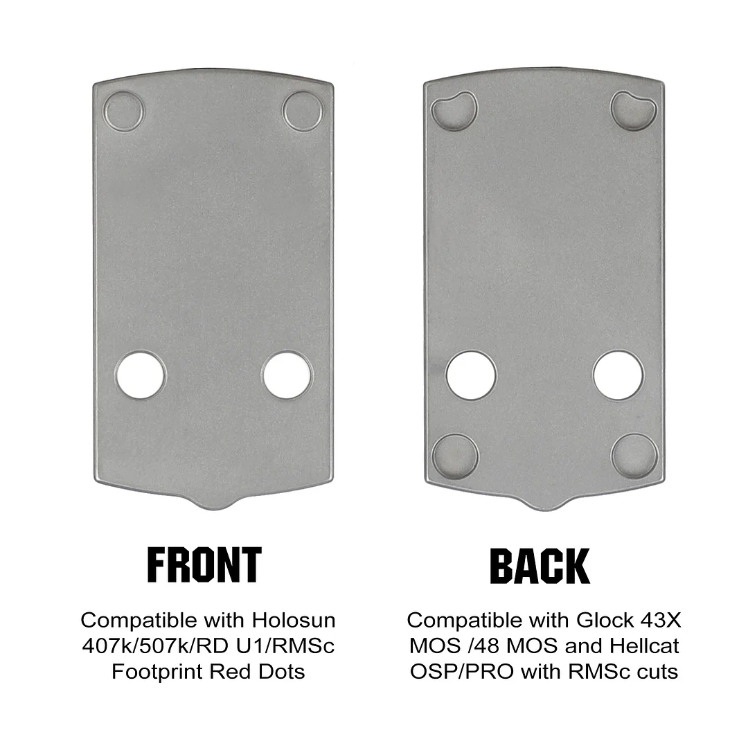 ohhunt&reg; Adapter Plate for Glock 43X/48 MOS Hellcat OSP Holosun 407k/507k CNC Machined from 6AL4V Titanium