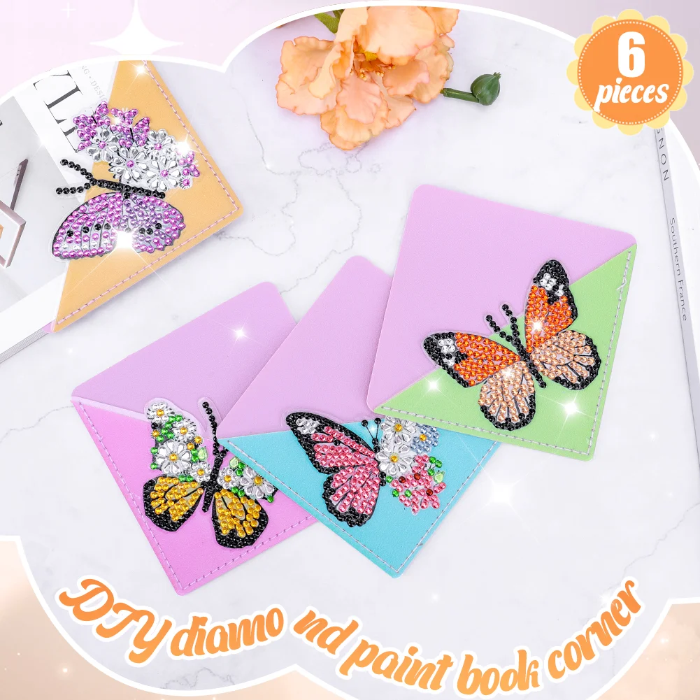 6pcs Butterfly DIY Page Book Marks Handmade 5D Triangle for Beginner Adults Kids