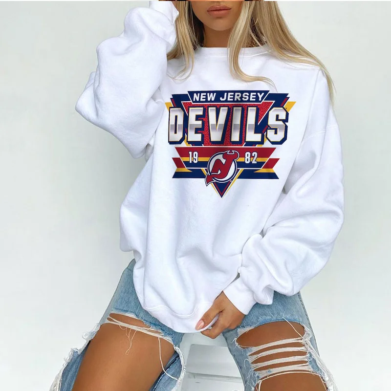 Women's Sports Print Crewneck Sweatshirt
