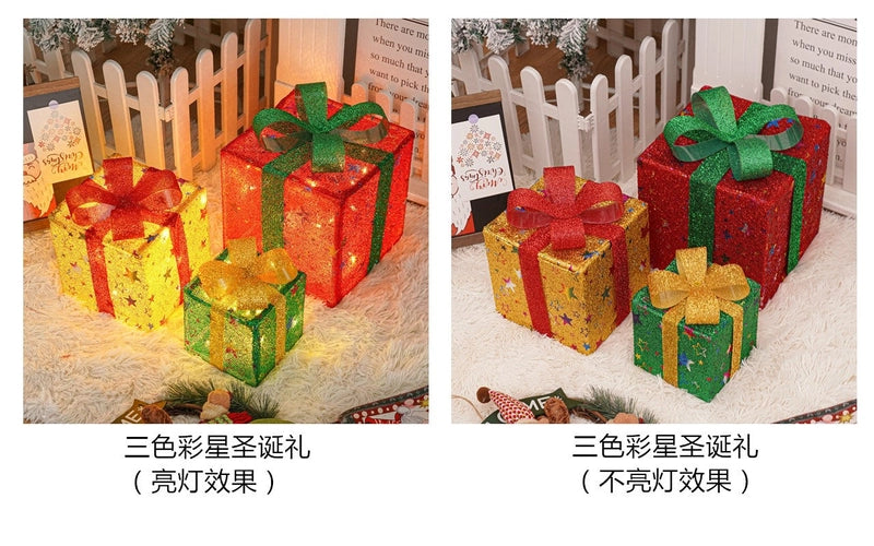 Christmas Cute Gift Box Plastic Indoor Family Gathering Festival Lightings