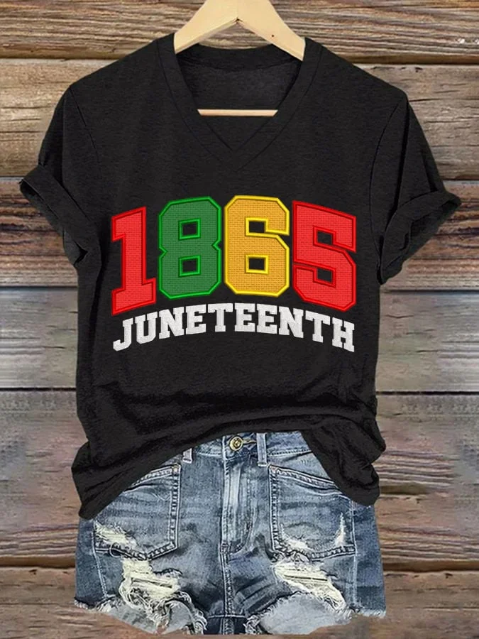 Women's Black Juneteenth Print T-shirt 