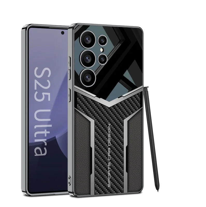 Samsung S25 Ultra mobile phone shell electroplating future plain leather s25ultra foreign trade leather case ultra-thin simple style business