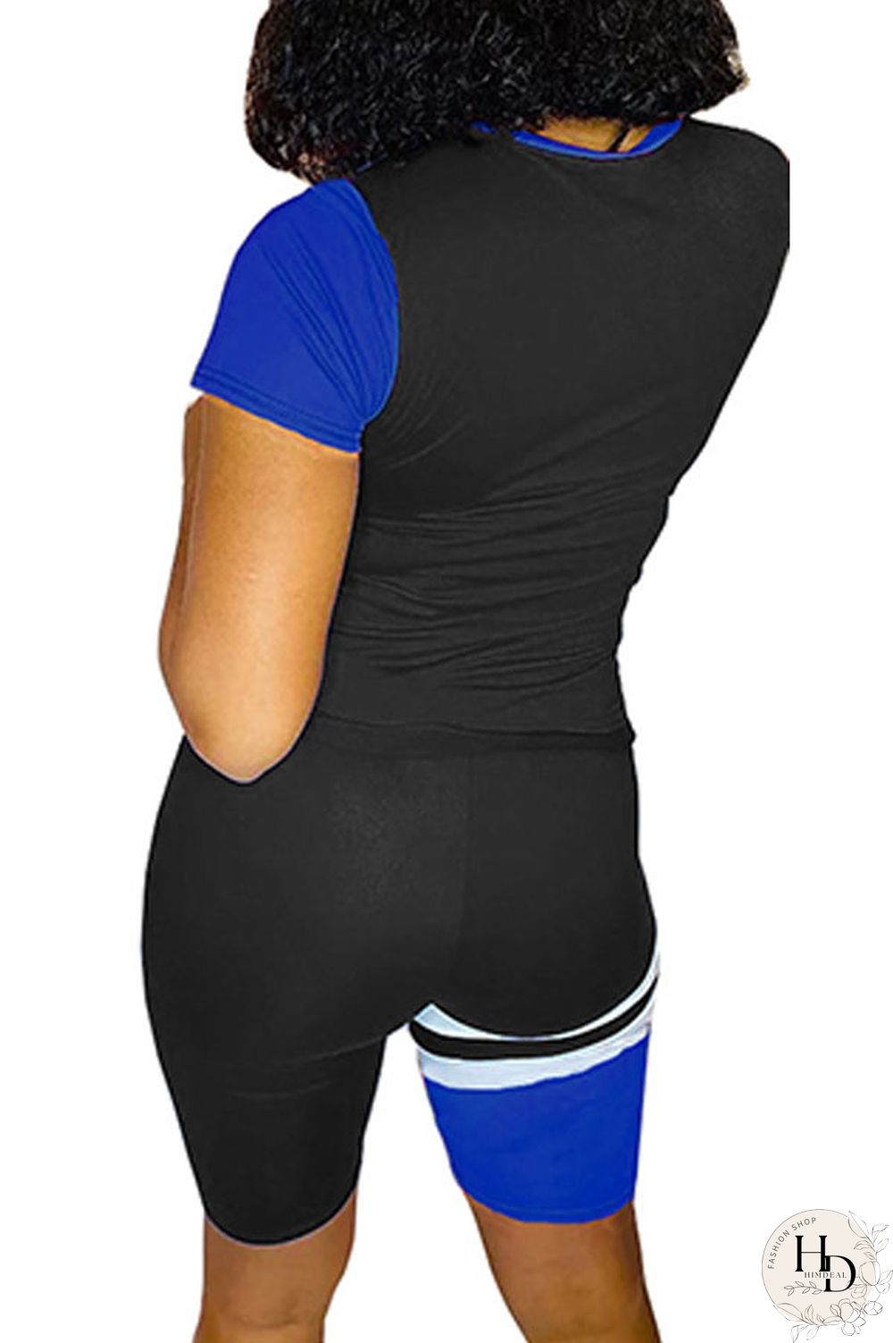 Red Polyester Fashion Casual Patchwork Print Two Piece Suits pencil Short Sleeve Two Pieces