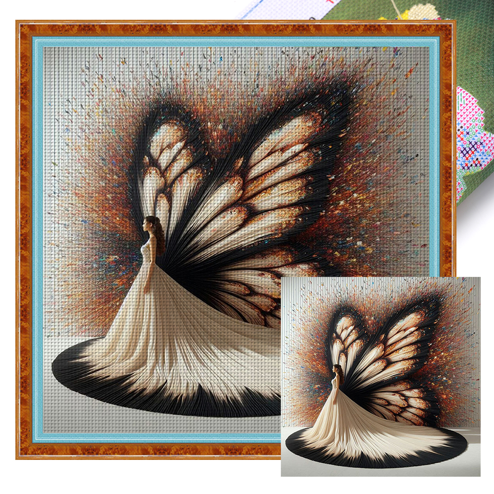 Butterfly Girl Full 18CT Pre-stamped Canvas(50*50cm) Cross Stitch