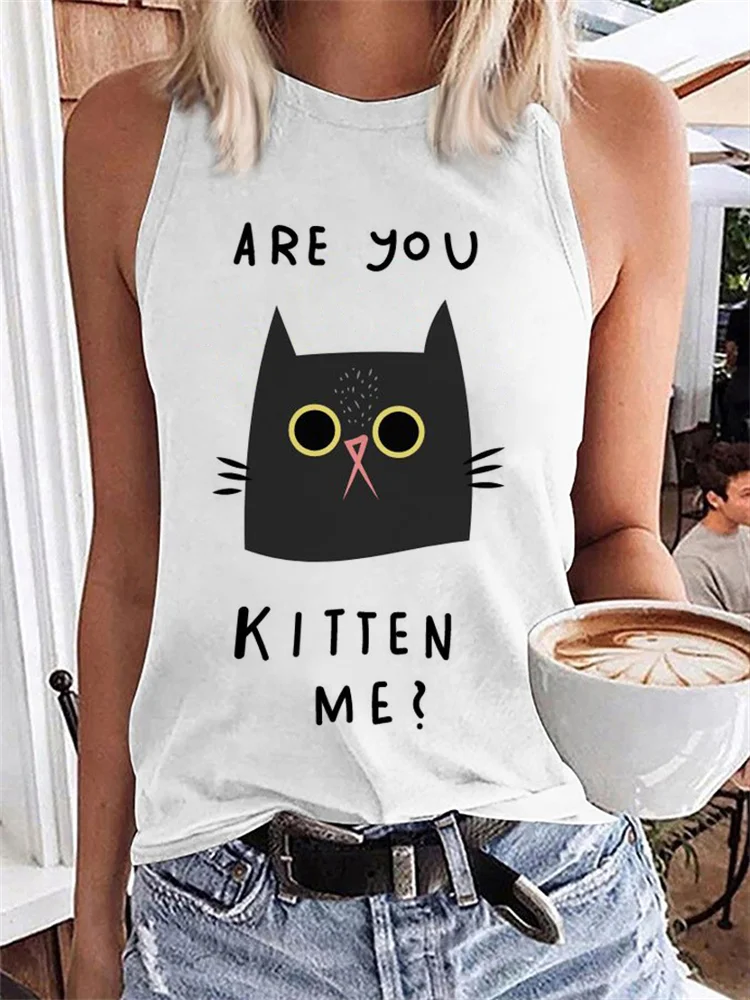 Lovely Cat Funny Are You Kitten Me Tank Top