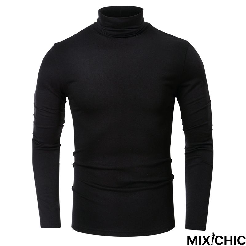 High Collar Bottom Shirt Long Sleeve T-Shirt Slim Man