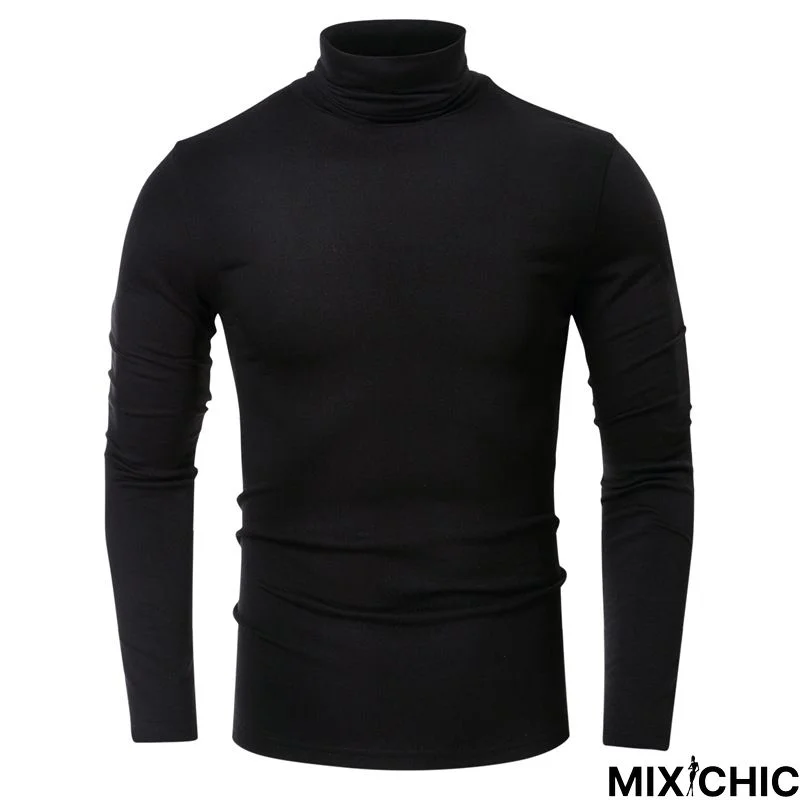 High Collar Bottom Shirt Long Sleeve T-Shirt Slim Man