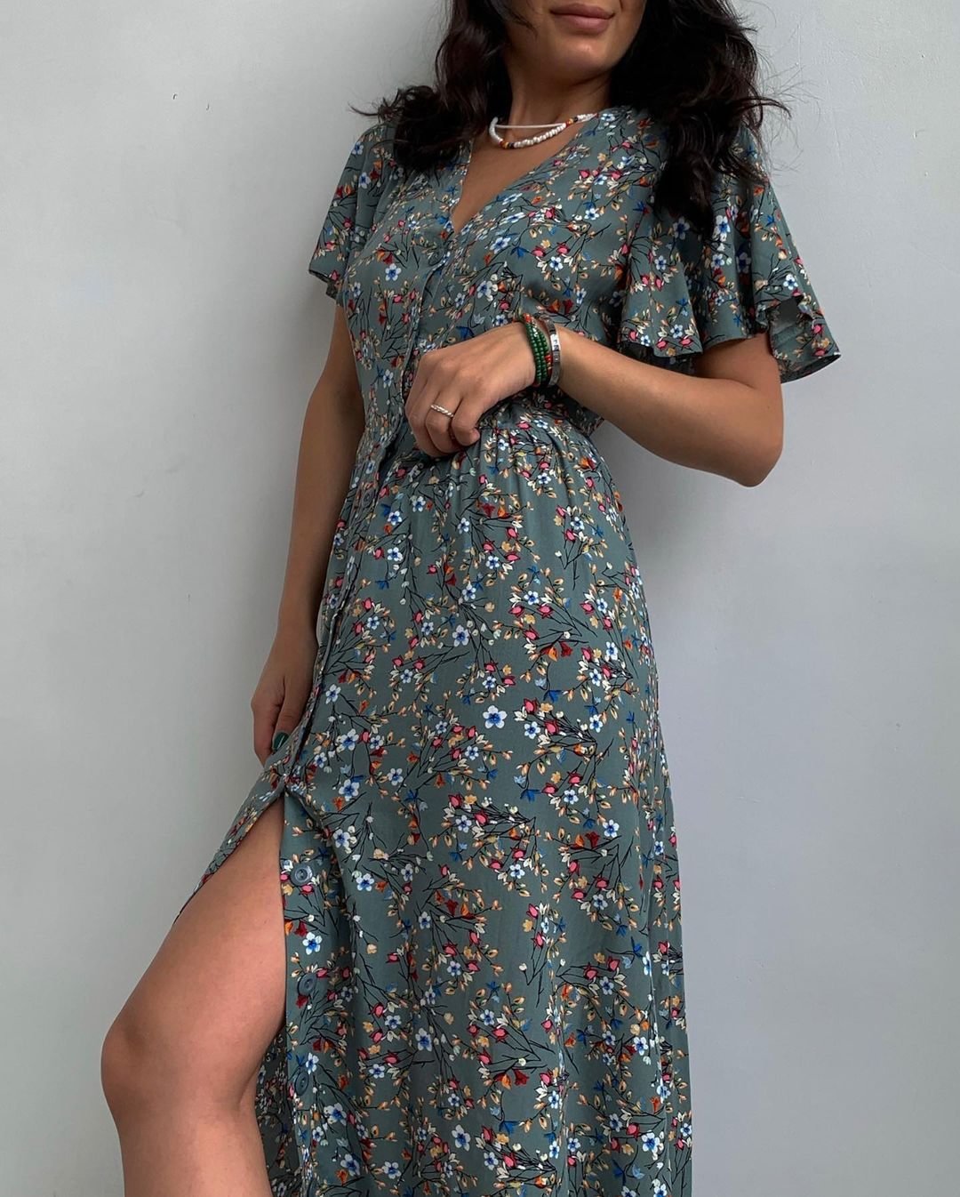 Woherb Pink Floral Long Women Dresses Summer 2022 Designer Elegant Bodycon Slit Maxi Casual Sexy Beach Outfits Dresses For Women