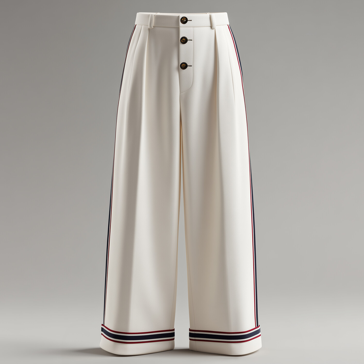 Men's Side Stripes Button Mid Rise Wide Leg Pants